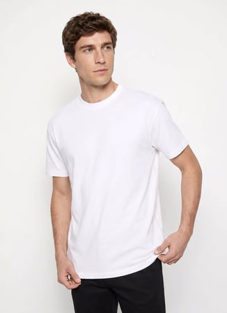 Altınyıldız Classics Beyaz Erkek Bisiklet Yaka Slim Fit T-Shirt ACE091262933