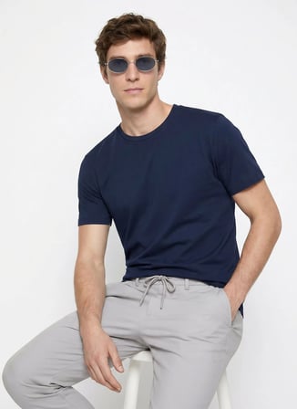 Altınyıldız Classics Lacivert Erkek Bisiklet Yaka Slim Fit T-Shirt ACE091262933