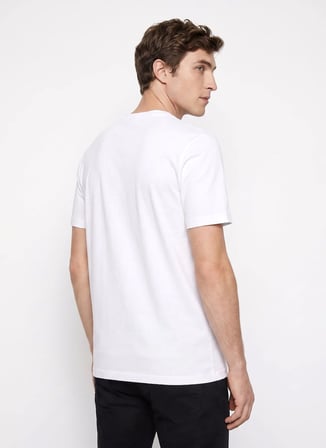 Altınyıldız Classics Beyaz Erkek Bisiklet Yaka Slim Fit Desenli T-Shirt ACE091262882