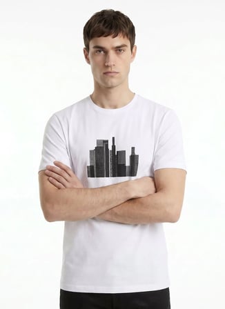 Beyaz Erkek Pamuklu T-Shirt ACE091262884