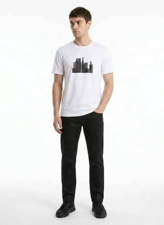 Beyaz Erkek Pamuklu T-Shirt ACE091262884