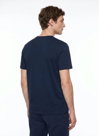 Altınyıldız Classics Lacivert Erkek Bisiklet Yaka Slim Fit Desenli T-Shirt ACE091262928