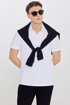 %100 Pamuk Slim Fit Dar Kesim Polo Yaka Tişört