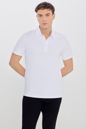 %100 Pamuk Slim Fit Dar Kesim Polo Yaka Tişört