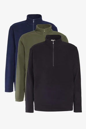 3'lü Paket  Standart Fit Bato Yaka Soğuk Geçirmez Sweatshirt Polar