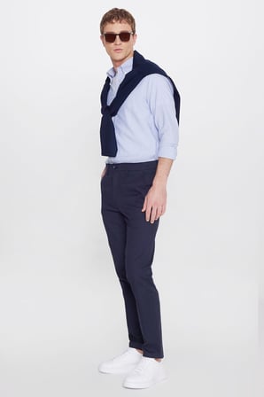 Pamuklu Slim Fit Dar Kesim Yan Cepli Armürlü Esnek Casual Pantolon