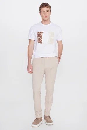 Slim Fit Dar Kesim Beli Bağlamalı Yan Cepli Casual Esnek Pantolon