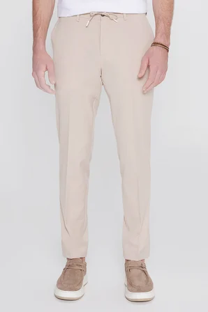 Slim Fit Dar Kesim Beli Bağlamalı Yan Cepli Casual Esnek Pantolon