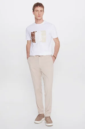 Slim Fit Dar Kesim Beli Bağlamalı Yan Cepli Casual Esnek Pantolon