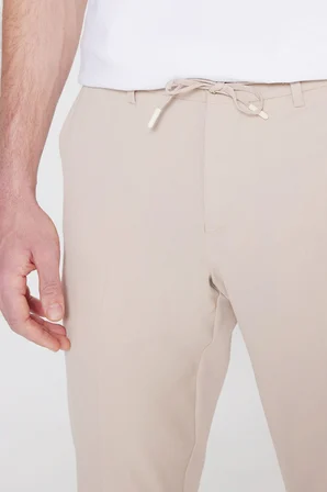 Slim Fit Dar Kesim Beli Bağlamalı Yan Cepli Casual Esnek Pantolon