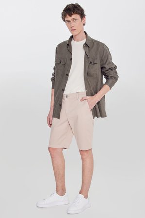 Pamuklu Slim Fit Dar Kesim Yan Cepli Esnek Şort