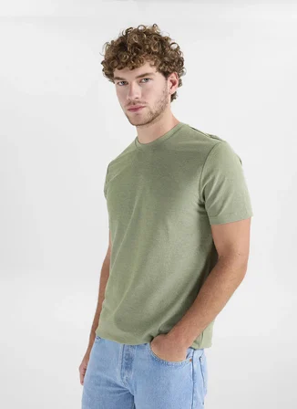Altınyıldız Classics Yeşil Erkek Slim Fit Melanj T-Shirt ACE091262933