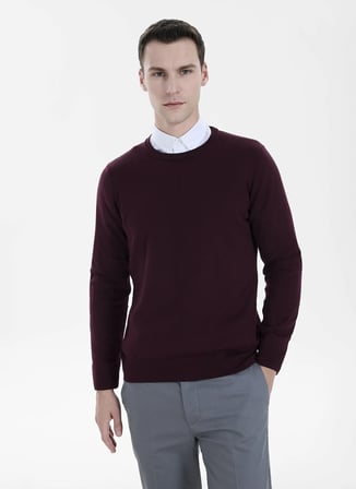 Altınyıldız Classics Bordo Erkek Bisiklet Yaka Triko Kazak ACE043271001