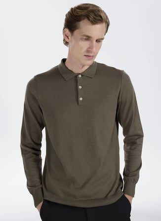 Altınyıldız Classics Haki Erkek Polo Kazak ACE043271002