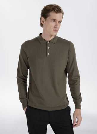 Altınyıldız Classics Haki Erkek Polo Kazak ACE043271002