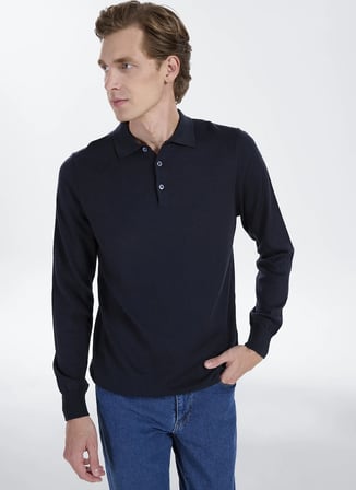 Altınyıldız Classics Lacivert Erkek Polo Standart Kazak ACE043271002