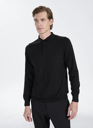 Altınyıldız Classics Siyah Polo Standart Erkek Kazak ACE043271002