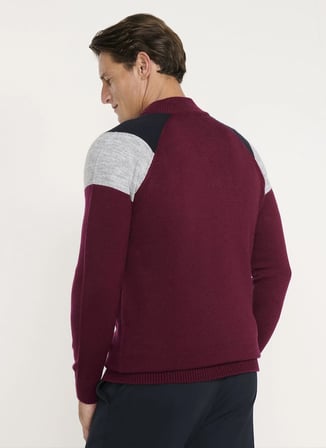 Altınyıldız Classics ACE045271185 Bordo Erkek Bato Yaka Jakarlı Triko Kazak