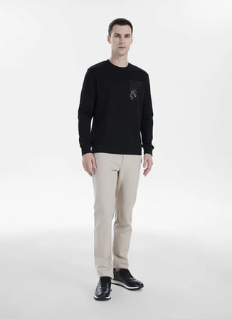 Altınyıldız Classics Siyah Erkek Bisiklet Yaka Sweatshirt ACE052271075