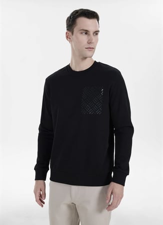 Altınyıldız Classics Siyah Erkek Bisiklet Yaka Sweatshirt ACE052271075