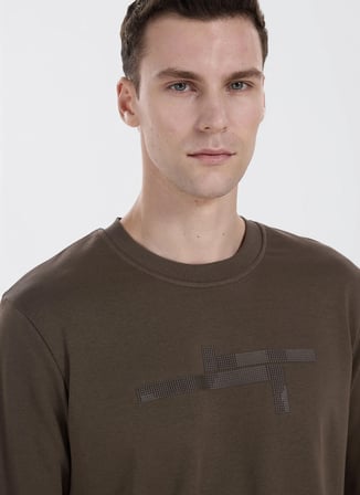 Altınyıldız Classics Erkek Kahverengi Bisiklet Yaka Standart Sweatshirt ACE052271082