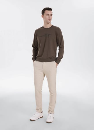 Altınyıldız Classics Erkek Kahverengi Bisiklet Yaka Standart Sweatshirt ACE052271082