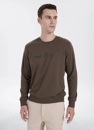 Altınyıldız Classics Erkek Kahverengi Bisiklet Yaka Standart Sweatshirt ACE052271082