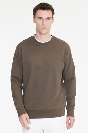 Pamuklu Standart Fit Normal Kesim 2 İplik Bisiklet Yaka Sweatshirt
