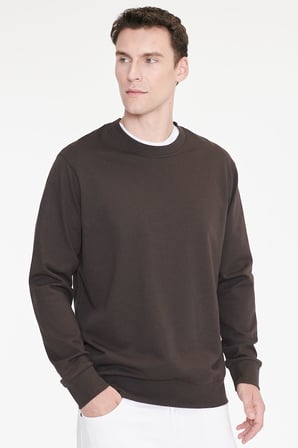 Pamuklu Standart Fit Normal Kesim 2 İplik Bisiklet Yaka Sweatshirt