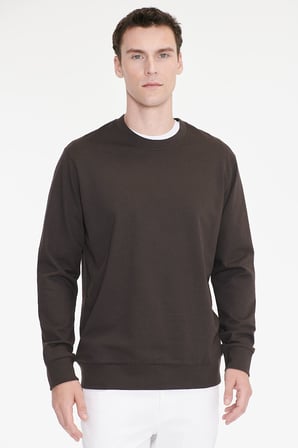 Pamuklu Standart Fit Normal Kesim 2 İplik Bisiklet Yaka Sweatshirt