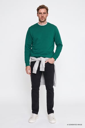 Pamuklu Standart Fit Normal Kesim 2 İplik Bisiklet Yaka Sweatshirt