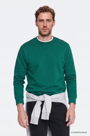 Pamuklu Standart Fit Normal Kesim 2 İplik Bisiklet Yaka Sweatshirt