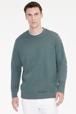 Pamuklu Standart Fit Normal Kesim 2 İplik Bisiklet Yaka Sweatshirt