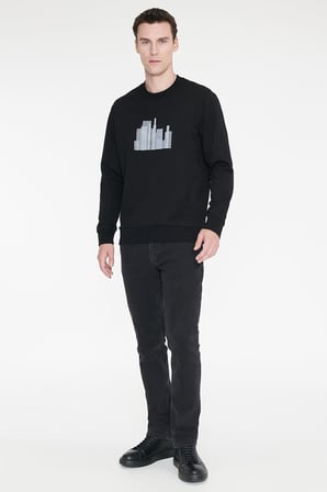 Pamuklu Standart Fit Normal Kesim Bisiklet Yaka Sweatshirt