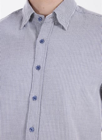 Altınyıldız Classics Lacivert Erkek Düğmeli Slim Fit Çizgili Gömlek ACE201271103