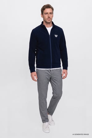 Anti-Pilling Tüylenme Yapmayan Sıcak Tutan Bato Yaka Nakışlı Sweatshirt Polar