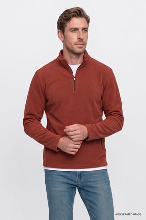 Sıcak Tutan Standart Fit Normal Kesim Bato Yaka Çift Fleto Cepli Sweatshirt Polar