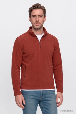 Sıcak Tutan Standart Fit Normal Kesim Bato Yaka Çift Fleto Cepli Sweatshirt Polar