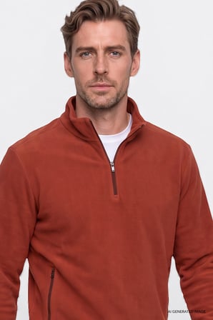 Sıcak Tutan Standart Fit Normal Kesim Bato Yaka Çift Fleto Cepli Sweatshirt Polar
