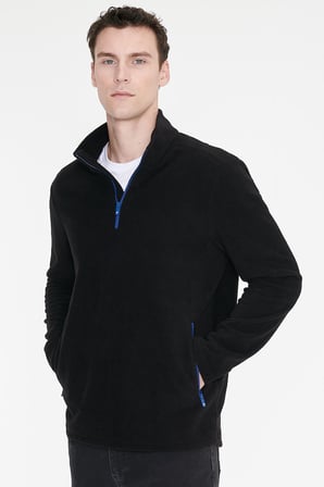 Sıcak Tutan Standart Fit Normal Kesim Bato Yaka Çift Fleto Cepli Sweatshirt Polar