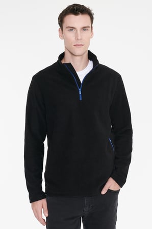 Sıcak Tutan Standart Fit Normal Kesim Bato Yaka Çift Fleto Cepli Sweatshirt Polar