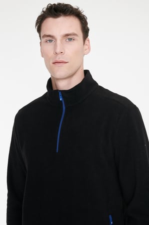 Sıcak Tutan Standart Fit Normal Kesim Bato Yaka Çift Fleto Cepli Sweatshirt Polar