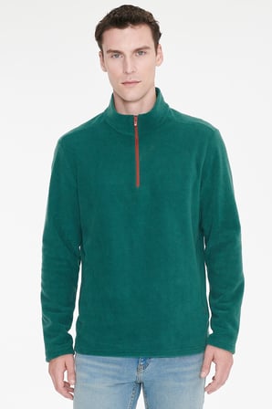 Sıcak Tutan Standart Fit Normal Kesim Bato Yaka Çift Fleto Cepli Sweatshirt Polar