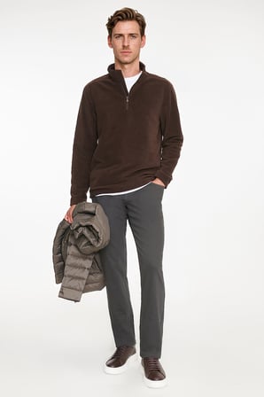 Anti-Pilling Tüylenme Yapmayan Standart Fit Dik Yaka Polar Sweatshirt