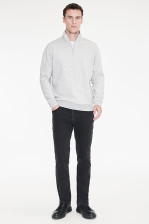 Standart Fit Normal Kesim İçi Polarlı Bato Yaka Pamuklu Sweatshirt