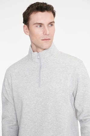 Standart Fit Normal Kesim İçi Polarlı Bato Yaka Pamuklu Sweatshirt