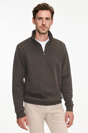 Standart Fit Normal Kesim İçi Polarlı Bato Yaka Pamuklu Sweatshirt