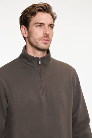 Standart Fit Normal Kesim İçi Polarlı Bato Yaka Pamuklu Sweatshirt