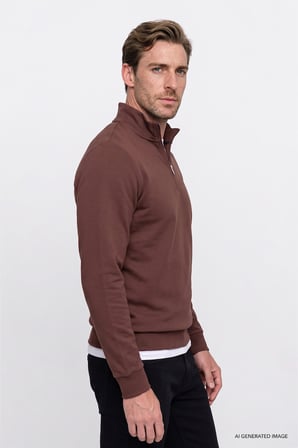 Standart Fit Normal Kesim İçi Polarlı Bato Yaka Pamuklu Sweatshirt