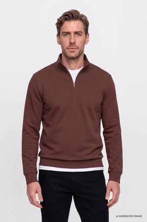 Standart Fit Normal Kesim İçi Polarlı Bato Yaka Pamuklu Sweatshirt